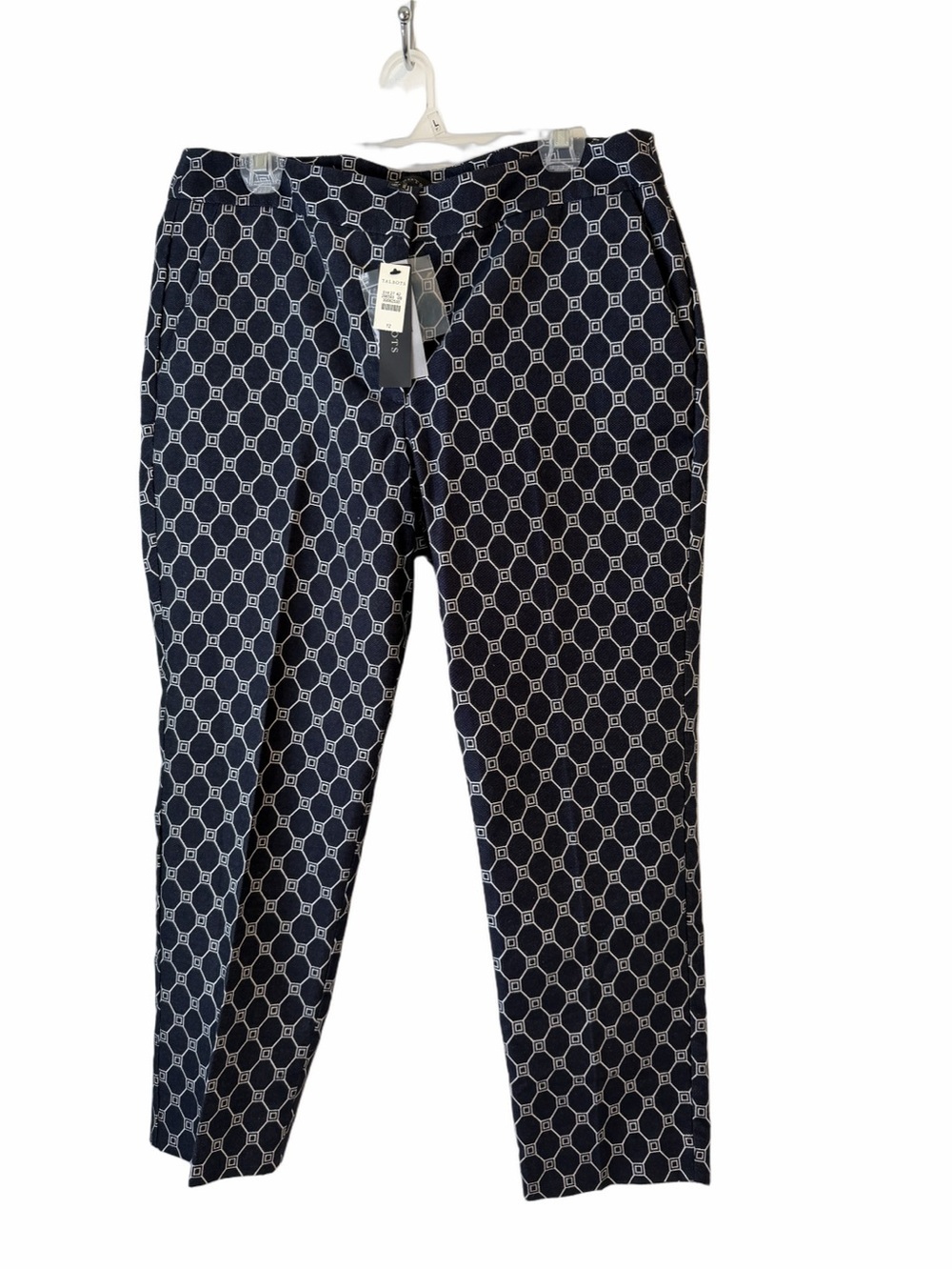 Talbots Signature Navy and White Picket Fence Patterned Ankle Pants Size 12